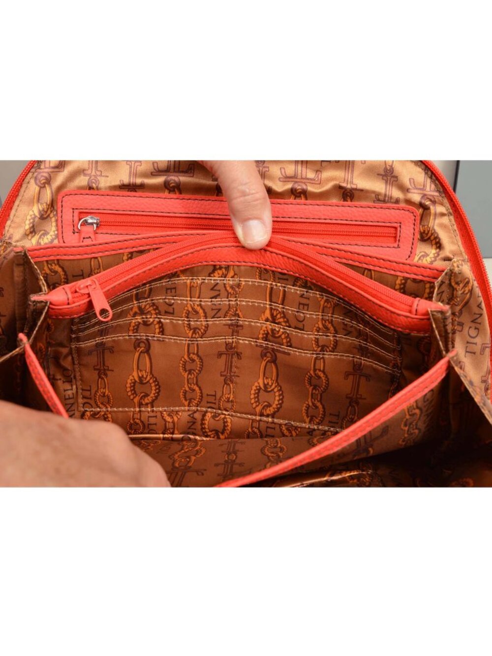 Pretty Reddish Pebbled Leather Tignanello NWT! - Picture 4 of 9